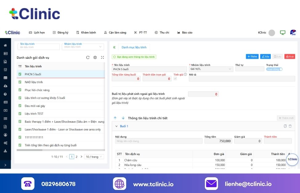 Các chức năng chính dành cho nhân viên y tế trong phần mềm tClinic