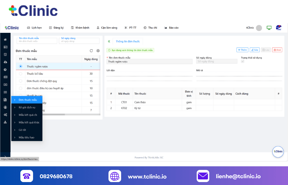 Các tính năng của phần mềm phòng khám đông y tClinic 3 Các tính năng quản lý chuyên môn y học cổ truyền của tClinic