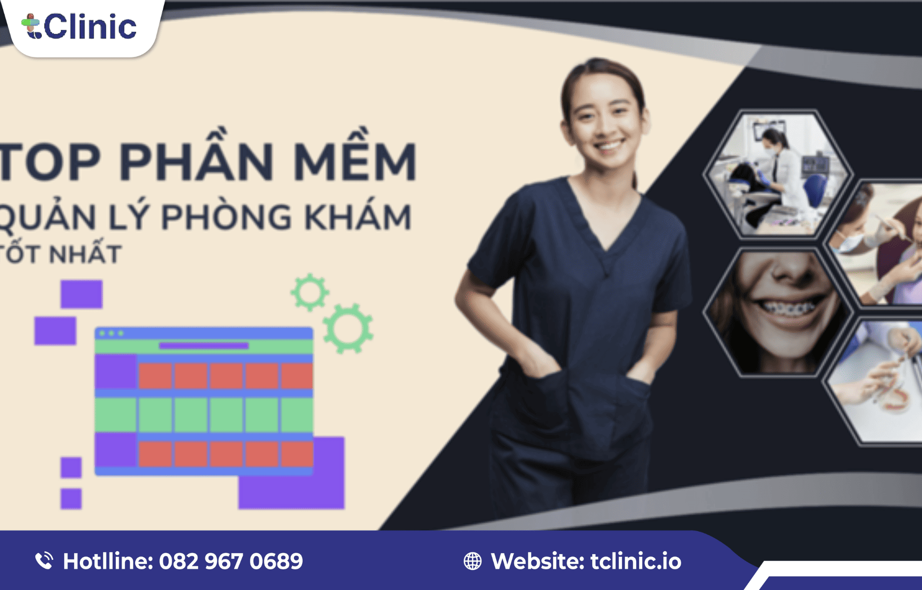 Phần mềm giúp tối ưu quy trình khám, chẩn đoán & nhắc lịch tái khám 4 Giao diện giới thiệu các tính năng chính của phần mềm quản lý phòng khám tClinic.